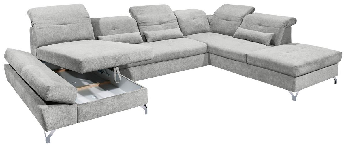 Ecksofa Melfi Schlammfarben U: 168 Cm - Schlammfarben/Silberfarben, MODERN, Textil (168/350/245cm) - MID.YOU