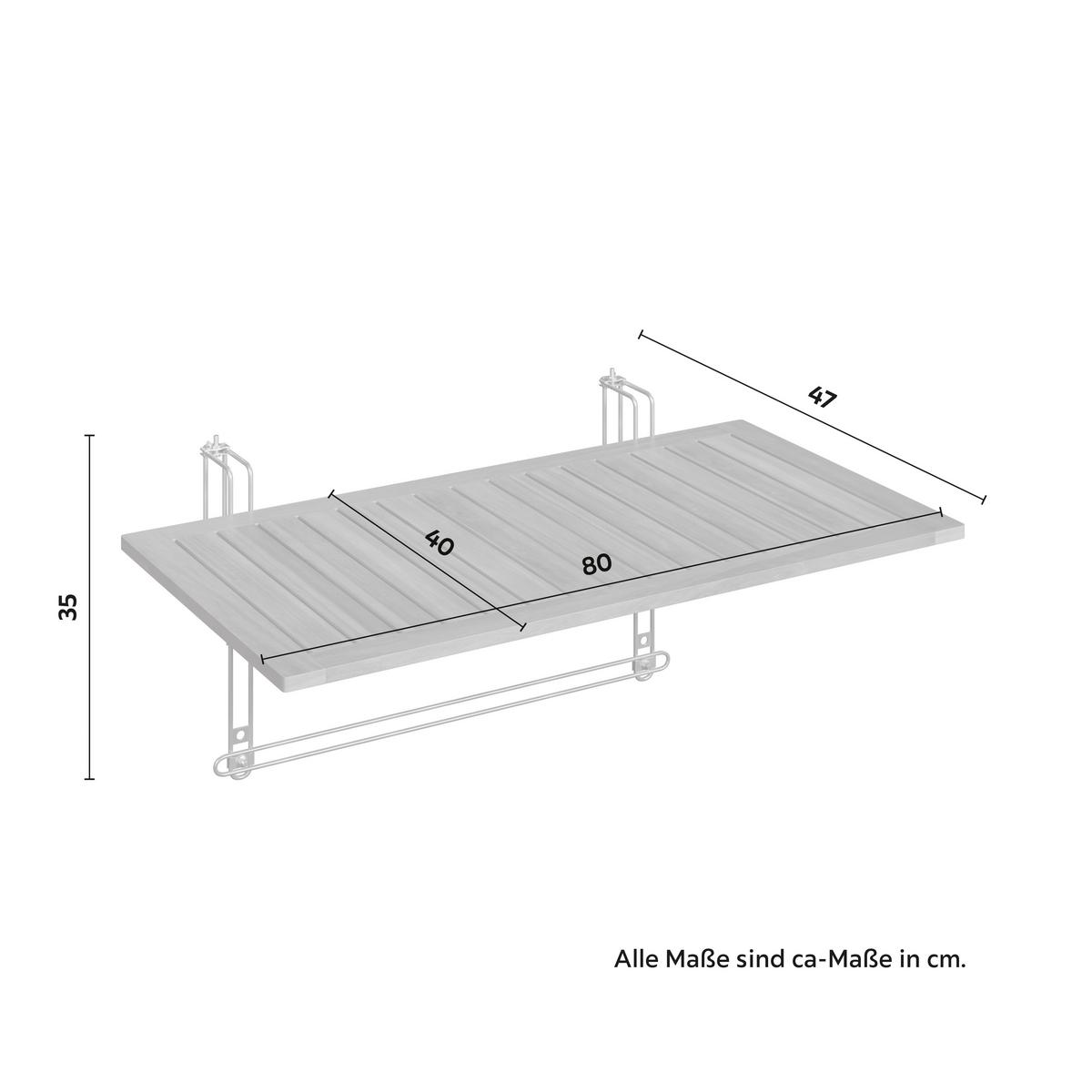 STOLEK NA BALKÓN HELENA - barvy stříbra/barvy akácie, Moderní, kov/dřevo (80/35/40cm) - Bessagi Garden