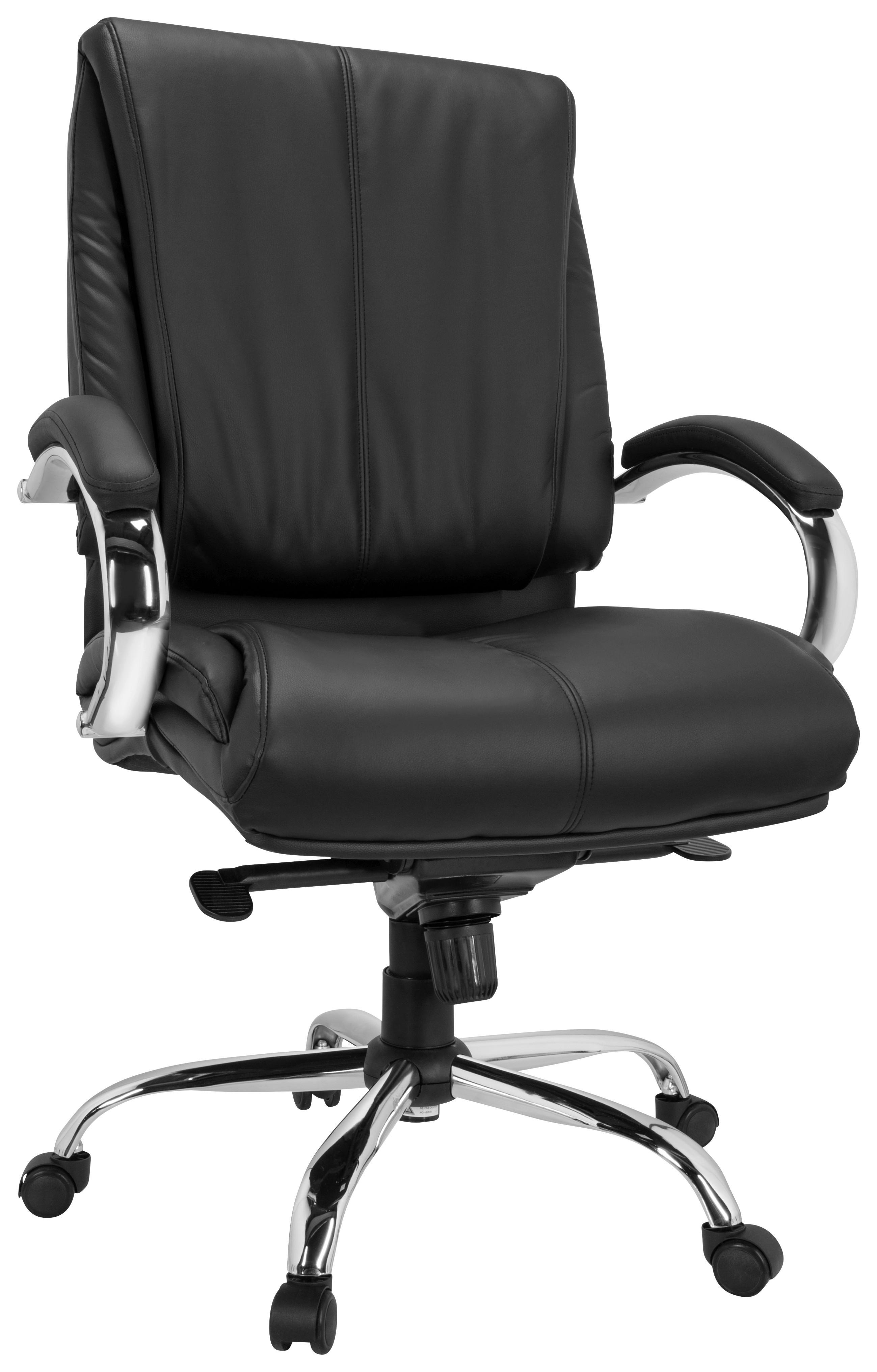 Chefsessel XXL H 100 Pu Lederlook Schwarz Bis 150 Kg - Silberfarben/Schwarz, Basics, Kunststoff/Textil (66/113/70cm) - MID.YOU