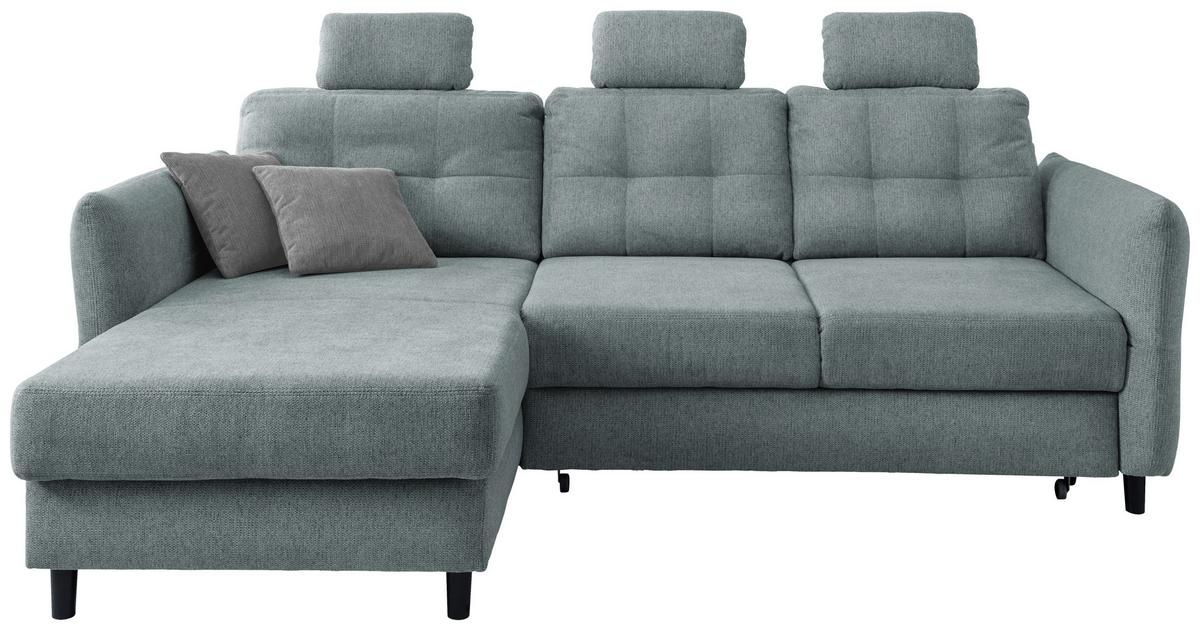 Ecksofa Brizzini Mintgrau S: 176/250-280 cm - Mintgrau/Blau, MODERN, Holz/Textil (176/250-280cm) - Livetastic
