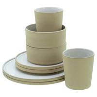Kombinovaný servis FUTURO WHITE SAND, 8-dielna - piesková/biela, Trend, keramika - Creatable