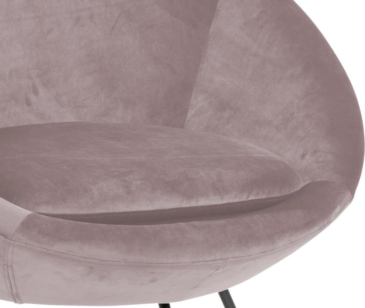 Esszimmerstuhl Center Rosa Samt Gepolstert - Schwarz/Rosa, Trend, Textil (82,0/79,0/72,5cm) - Carryhome