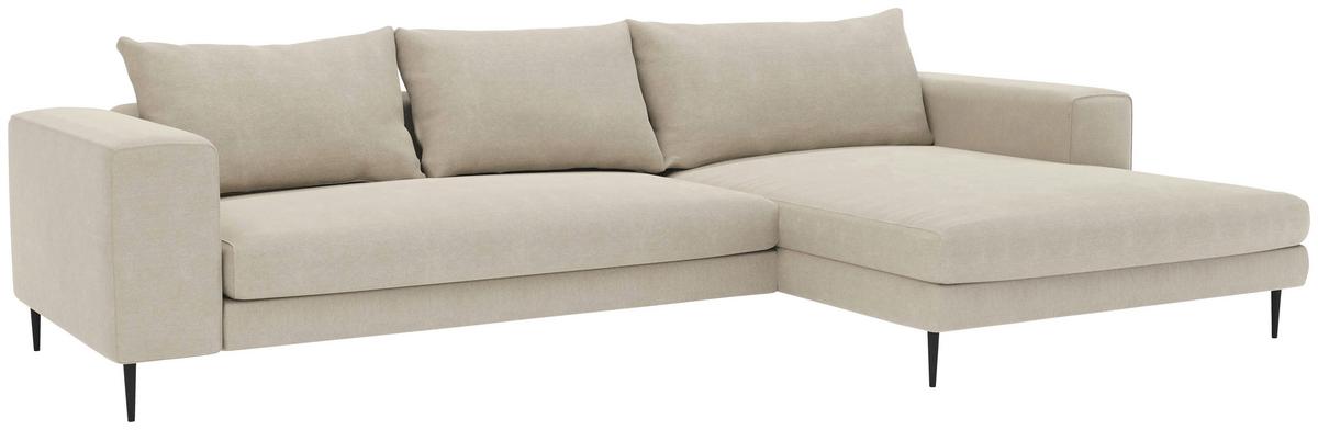 Eckschlafsofa Aurora Ii - Beige/Schwarz, MODERN, Textil (315/170cm) - Trendmanufaktur