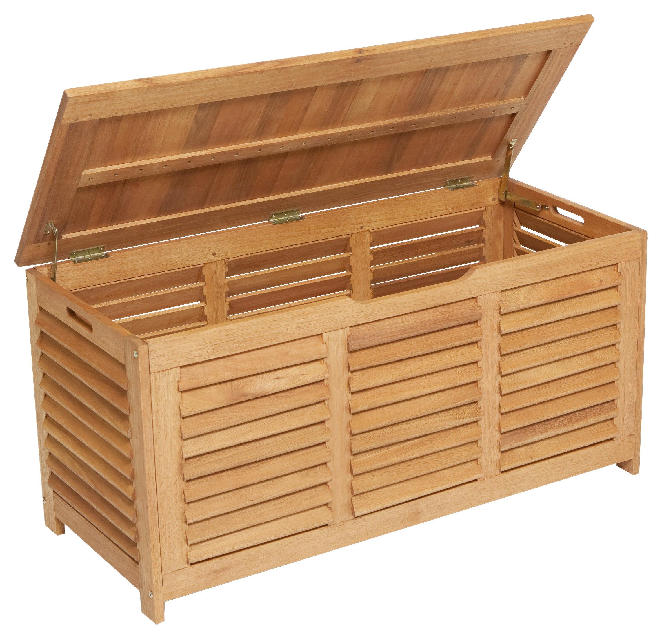 Kissenbox 123x62x54 Cm Echtholz Massiv Naturfarben - Naturfarben, KONVENTIONELL, Holz (123/62/54cm) - Gardenson