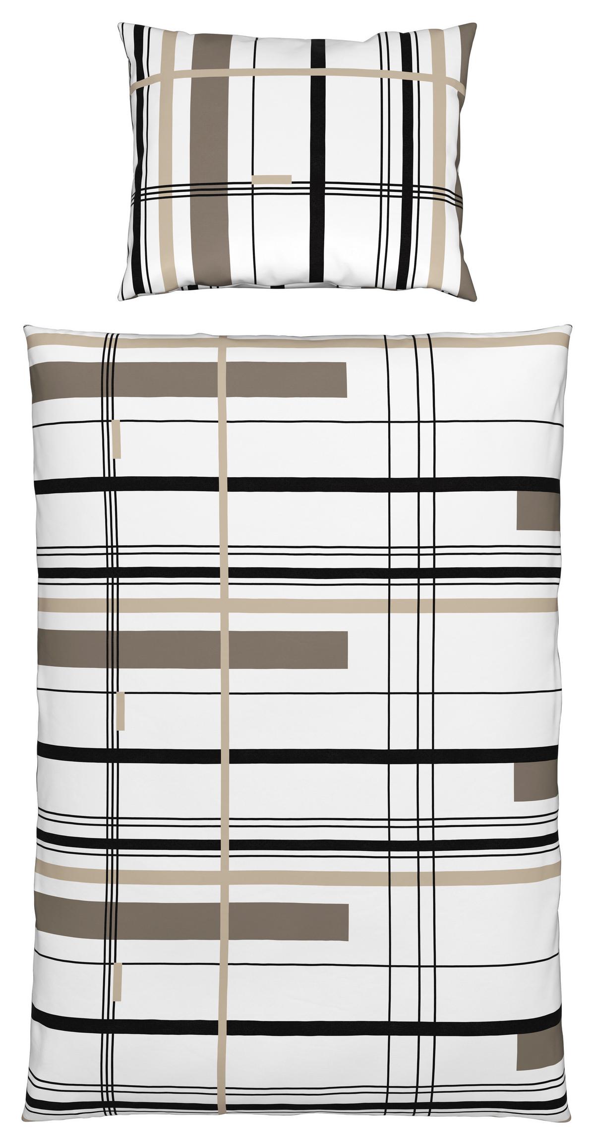 Renforcé-Bettwäsche 140x200 cm Elea Braun/Weiß/Taupe - Taupe/Braun, MODERN, Textil - Luca Bessoni