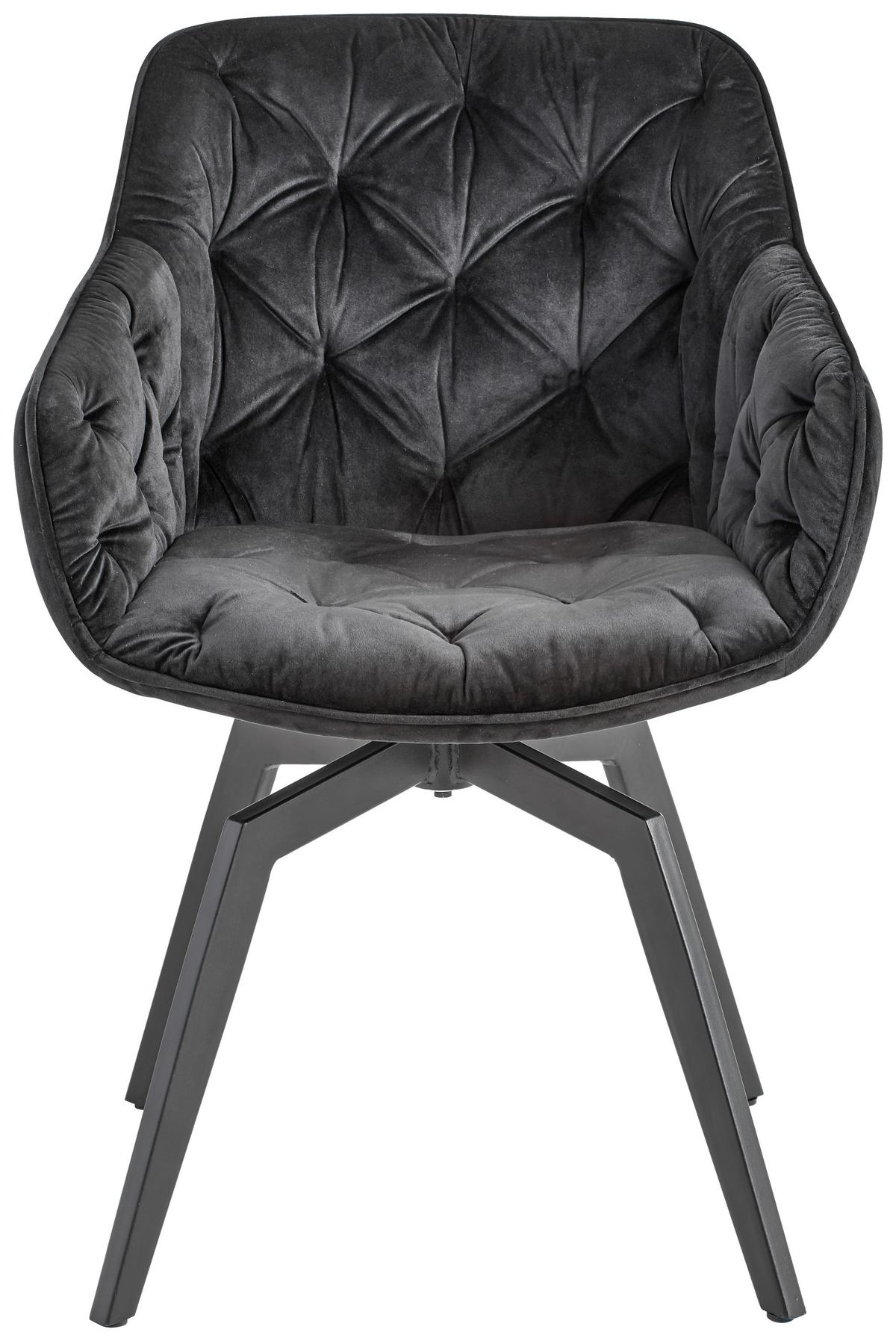 Armlehnstuhl-set Schwarz Drehbare Sitzfläche - Schwarz, MODERN, Holz/Textil (58/83/63cm) - Livetastic