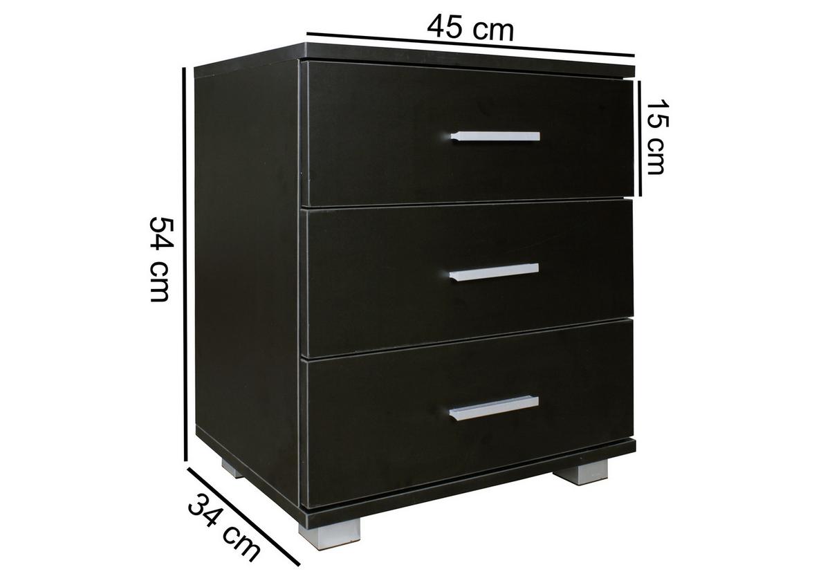 Noční stolek Nina š: 45cm černý - barvy stříbra/černá, Konvenční, kov/kompozitní dřevo (45/54/34cm) - MID.YOU