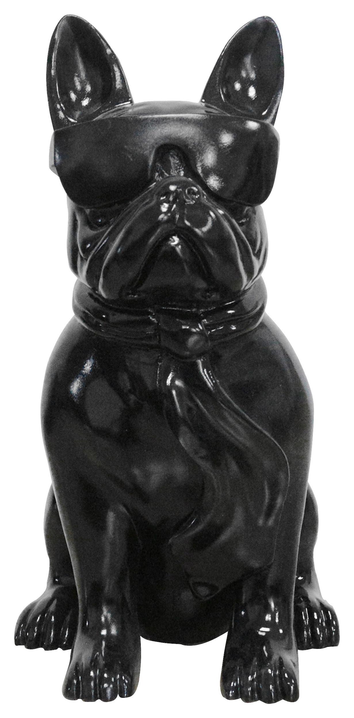 Skulptur Bulldog Schwarz, 27x37 cm - Schwarz, Trend, Naturmaterialien/Stein (27/37/19cm) - Kayoom
