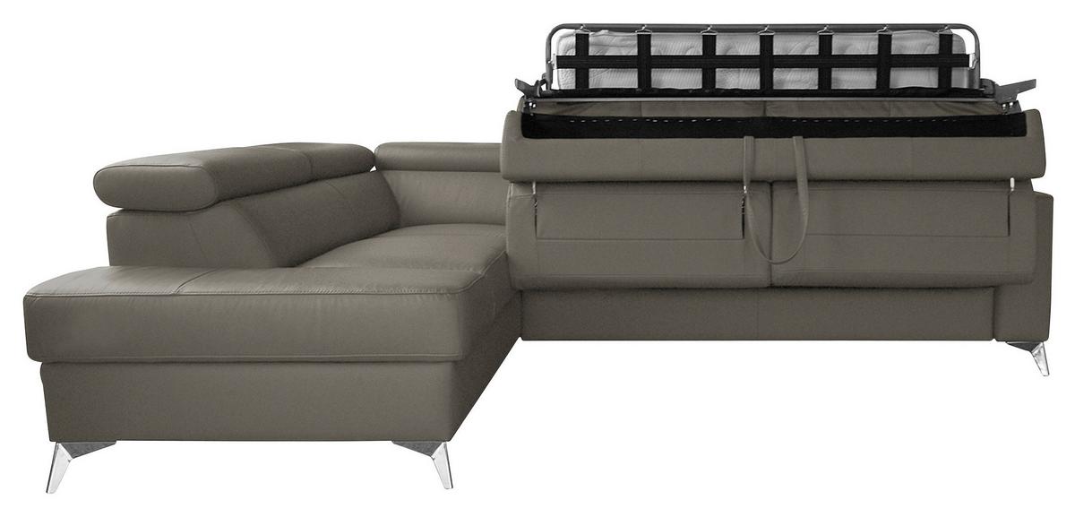 Ecksofa Mondo Schlammfarben S: 208x286 Cm - Chromfarben/Schlammfarben, Design, Leder/Textil (208/286cm) - Livetastic