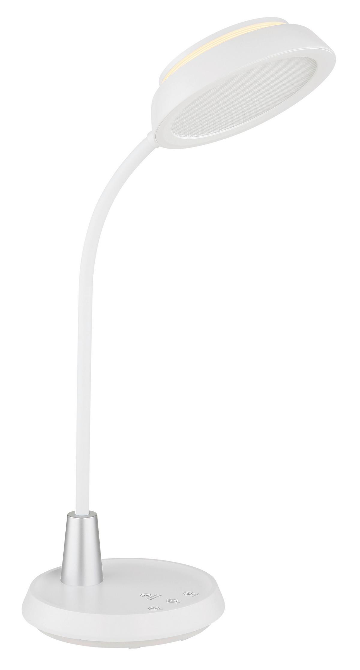 LED-Tischleuchte Memory-Funktion - Silberfarben/Weiß, Design, Kunststoff (30,6/17,2/44,8cm) - Globo
