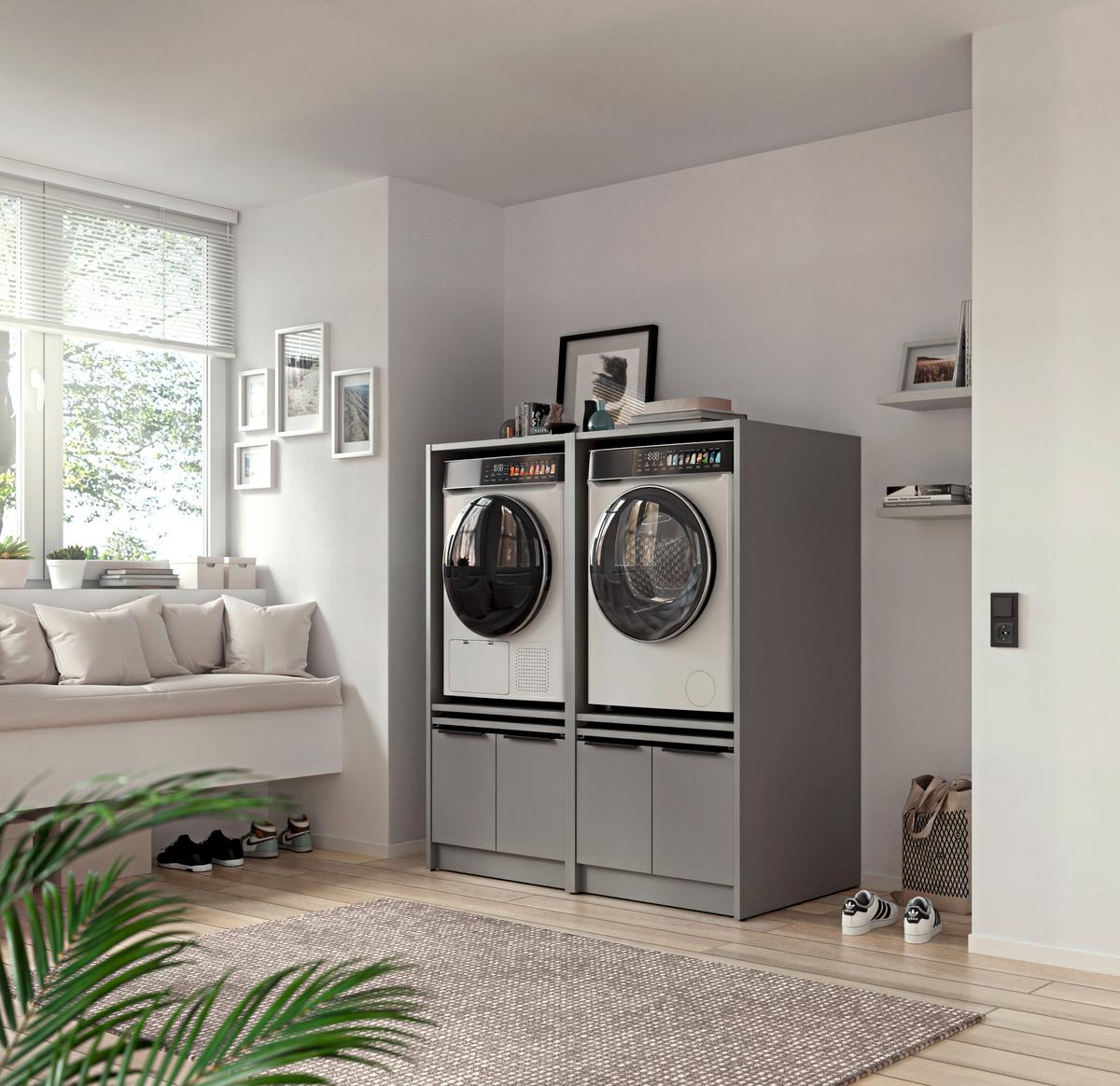 SKŘÍŇKA NAD PRAČKU TIDY HERO - šedá/černá, Basics, kov/kompozitní dřevo (70/150/68cm) - P & B