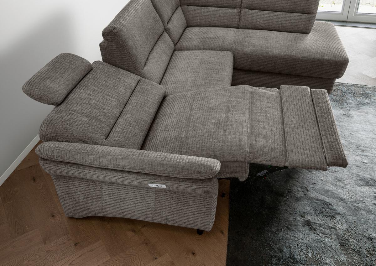 Ecksofa Cavoli Graubraun Relaxfunktion S: 266x190 cm - Graubraun/Schwarz, MODERN, Textil (266/190cm) - Livetastic