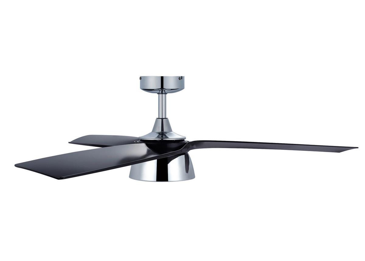 Deckenventilator Bronx - Chromfarben/Schwarz, Basics, Kunststoff/Metall (132/21.5/132cm)