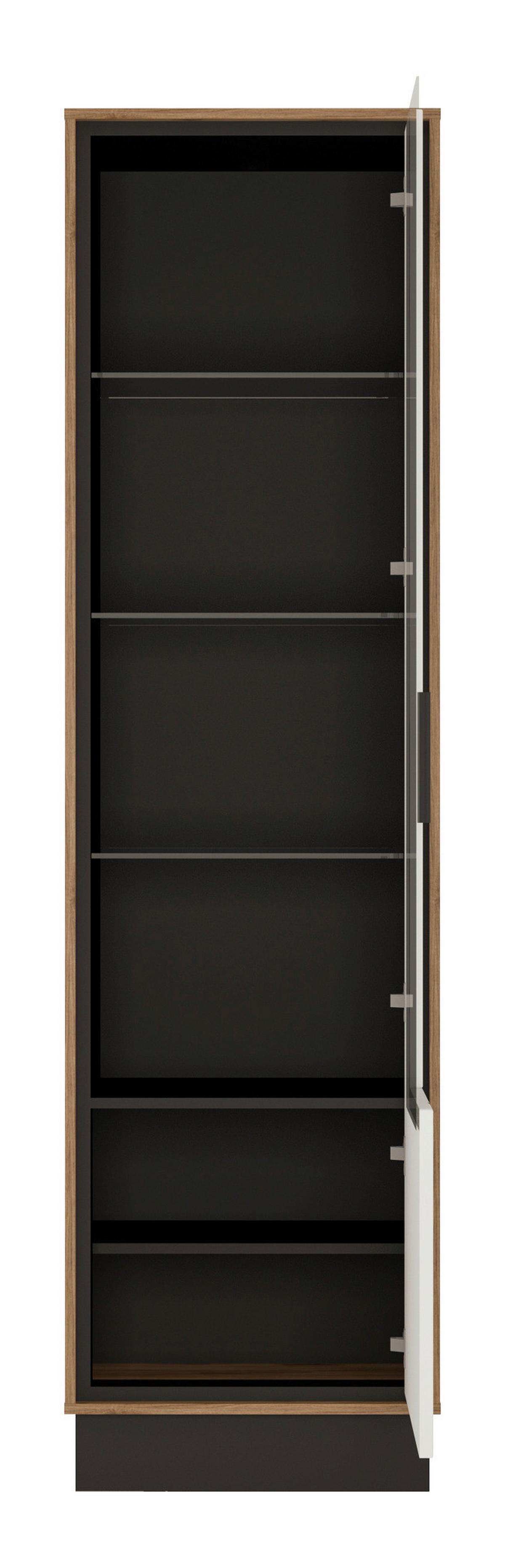 Vitrine Brolo Catania Eiche/perlschwarz B: - Eichefarben/Schwarz, MODERN, Glas/Holzwerkstoff (56,6/208,5/37cm)