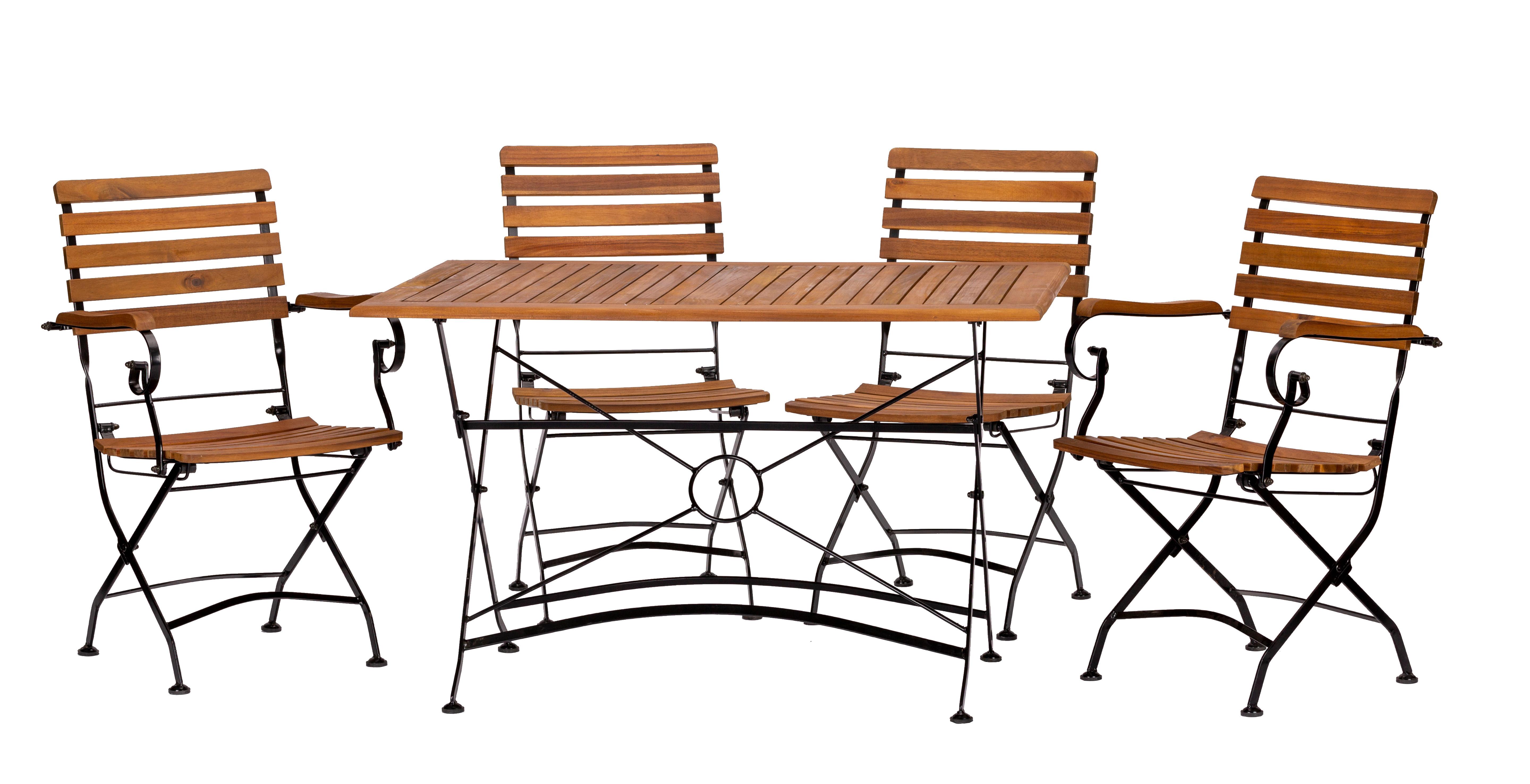 Gartengarnitur 5-Ttlg. Lindau Metall/Holz - Anthrazit/Akaziefarben, Basics, Holz/Metall (120/75/80cm) - Gardenson