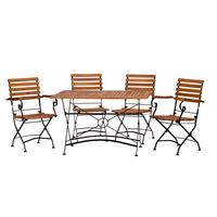 Gartengarnitur 5-Ttlg. Lindau Metall/Holz - Anthrazit/Akaziefarben, Basics, Holz/Metall (120/75/80cm) - Gardenson