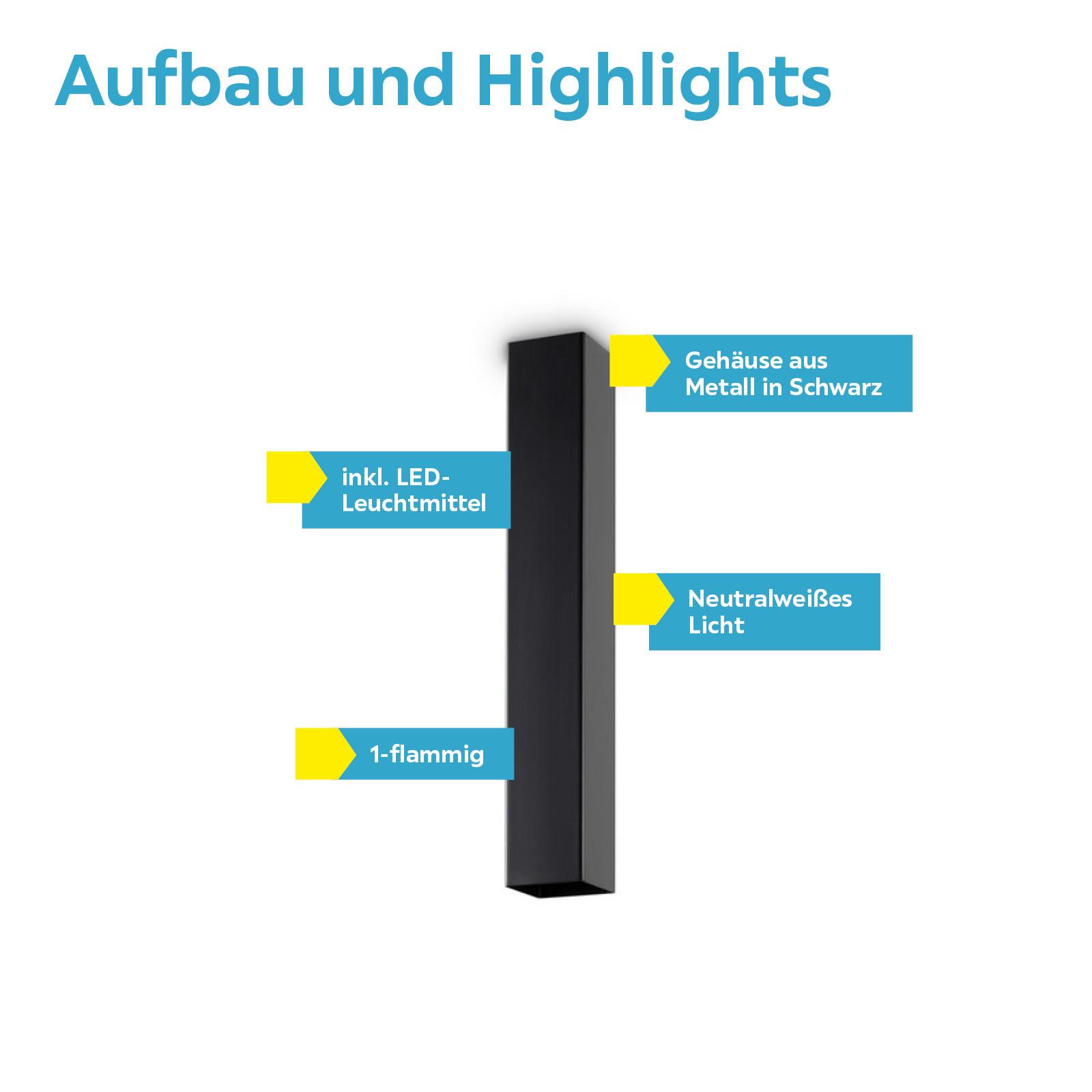 LED-Deckenleuchte Sky L: 6 cm 1-Flammig Quadratisch - Schwarz, KONVENTIONELL, Metall (6/40/6cm) - Ideal Lux