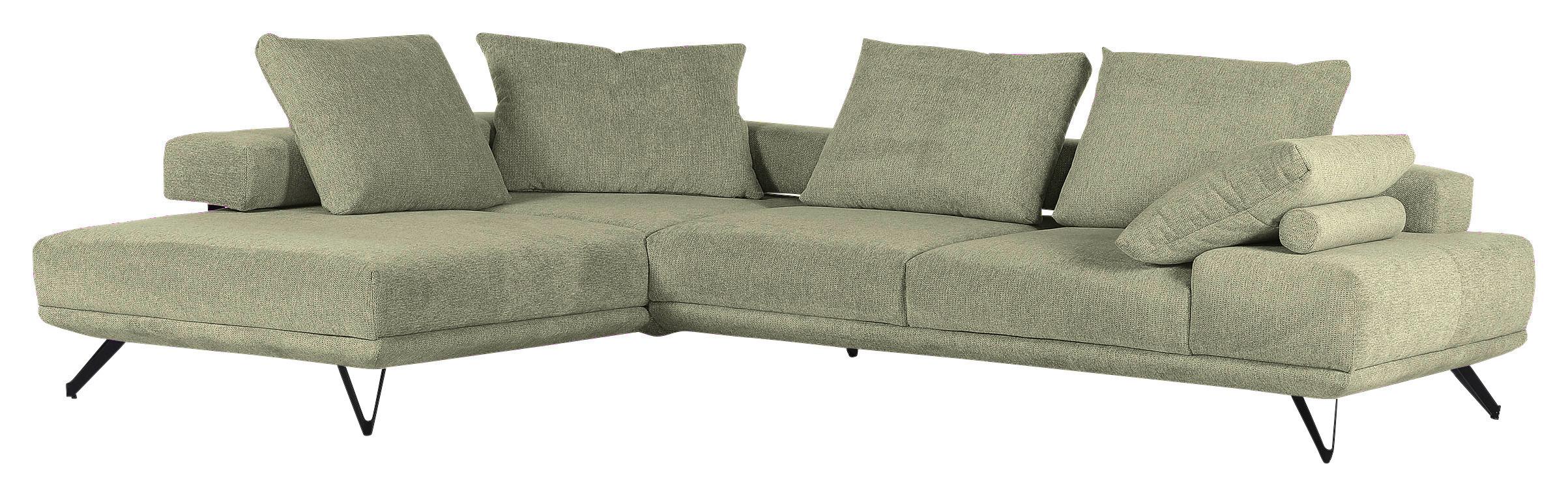 Ecksofa Bolzano - Schwarz/Grün, KONVENTIONELL, Textil (240/310cm) - MID.YOU