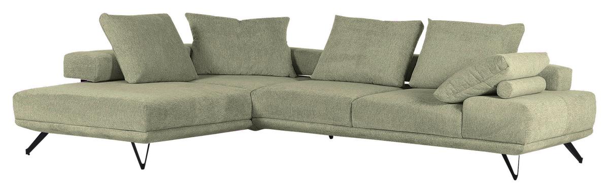 Ecksofa Bolzano - Schwarz/Grün, KONVENTIONELL, Textil (240/310cm) - MID.YOU