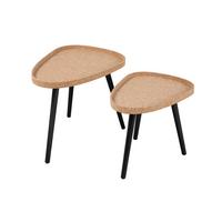 Beistelltischset Naturfarben/schwarz B: 50 Cm - Schwarz/Naturfarben, Design, Holz/Holzwerkstoff (50-45/40-35/44-38cm) - Livetastic
