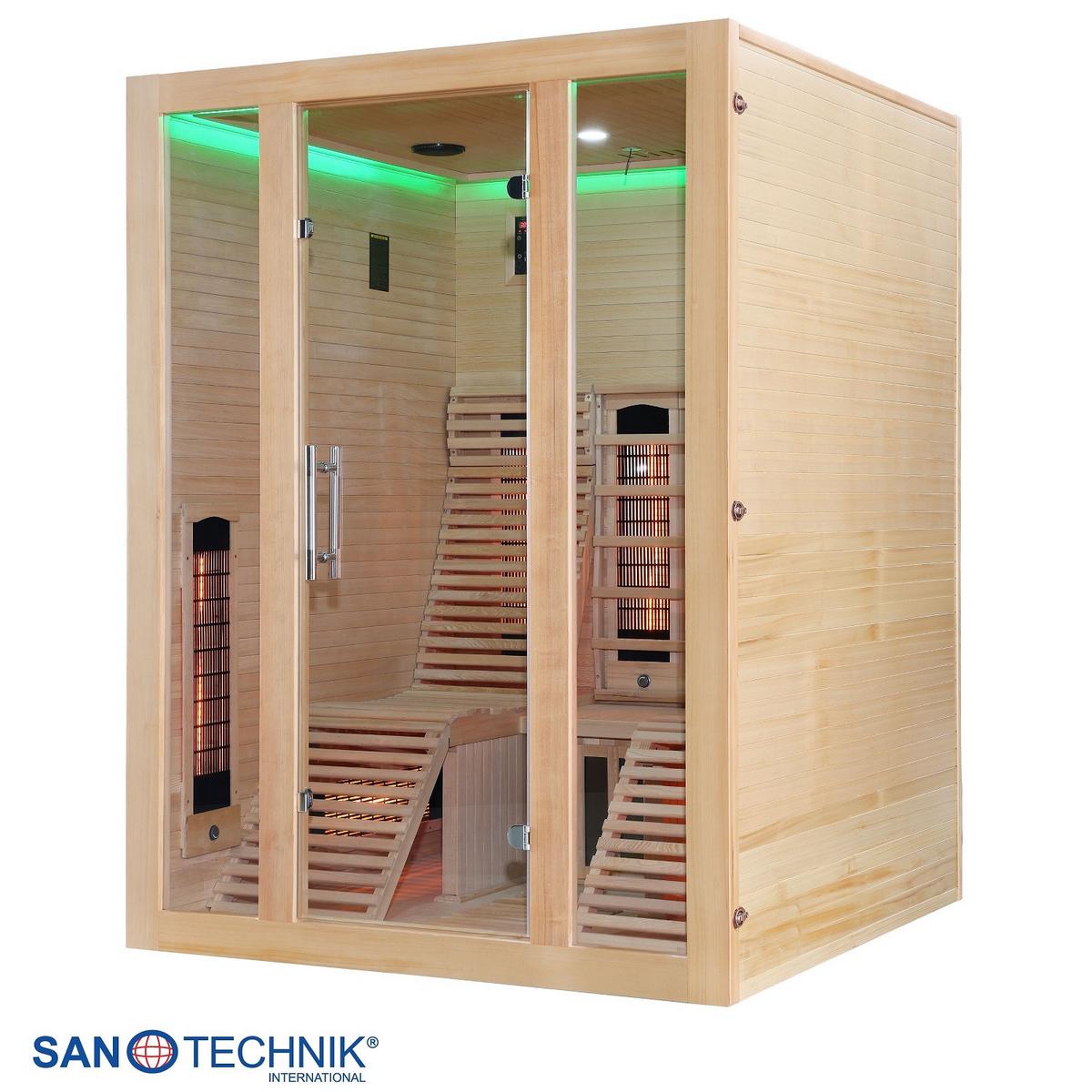 Infrarotkabine 2 Personen BHT: 150x200x150 cm + Glastür - Braun, Basics, Holz (150/200/150cm) - Sanotechnik