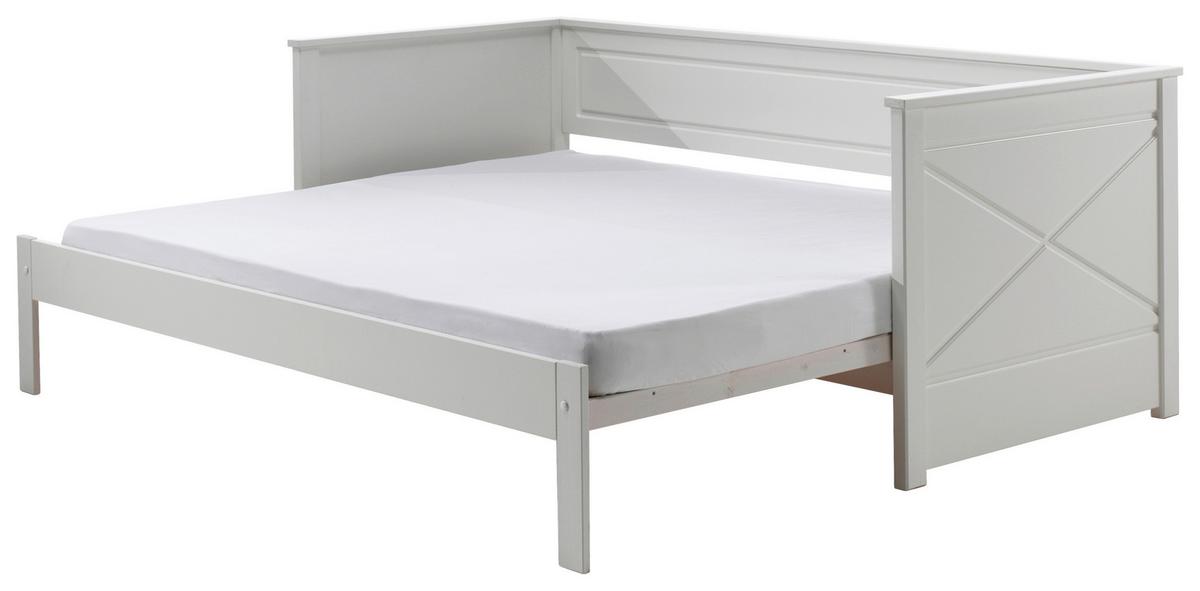Ausziehbett mit Bettlade 90x200 cm Pino Weiß - Weiß, MODERN, Holz/Holzwerkstoff (90/200cm) - MID.YOU