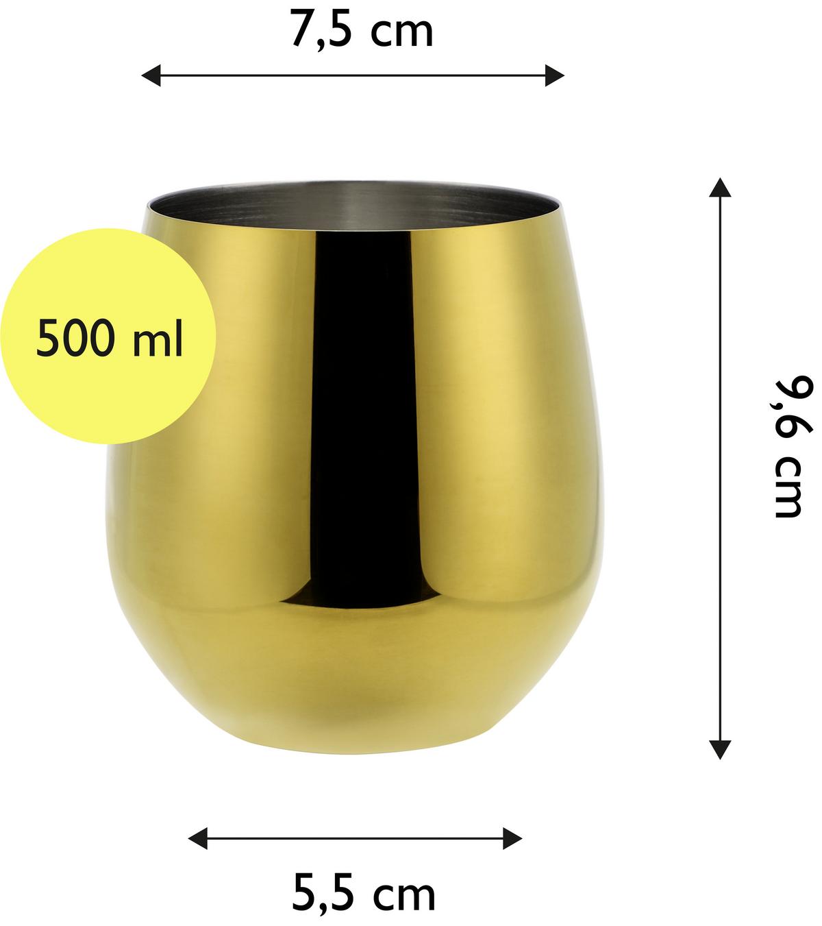 Wasserglas 6er-Set Je ca. 500 ml - Goldfarben, Trend, Metall (9,9cm) - Echtwerk