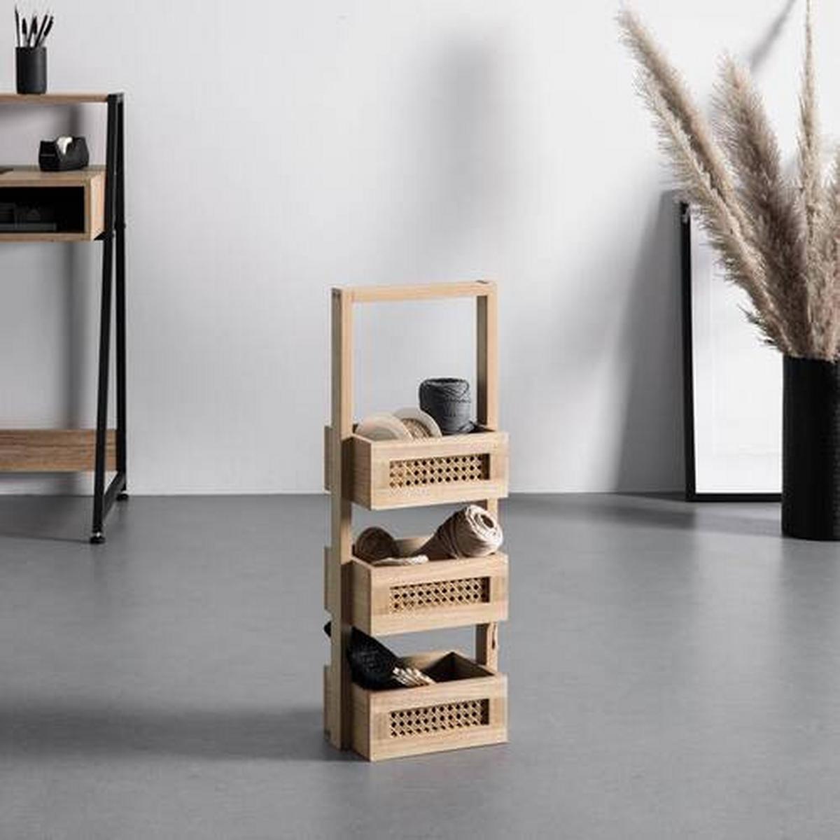 Regál DENIS - prírodná farba, Modern, drevo/kompozitné drevo (26,5/70,5/18cm) - Bessagi Home