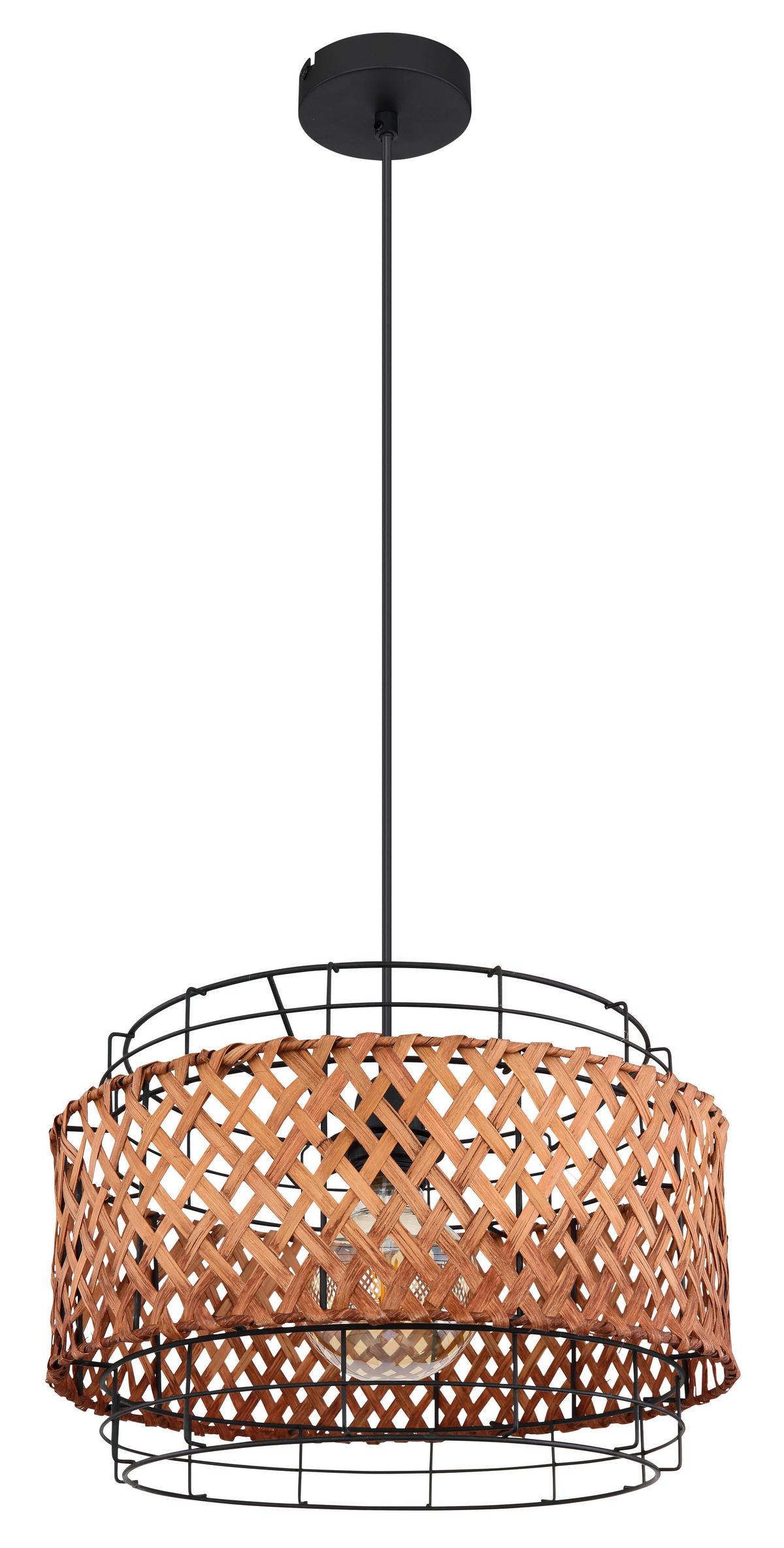 Hängeleuchte H: 120 cm 1-Flammig mit Bambus - Dunkelbraun/Schwarz, Basics, Naturmaterialien/Metall (35/120cm) - Globo