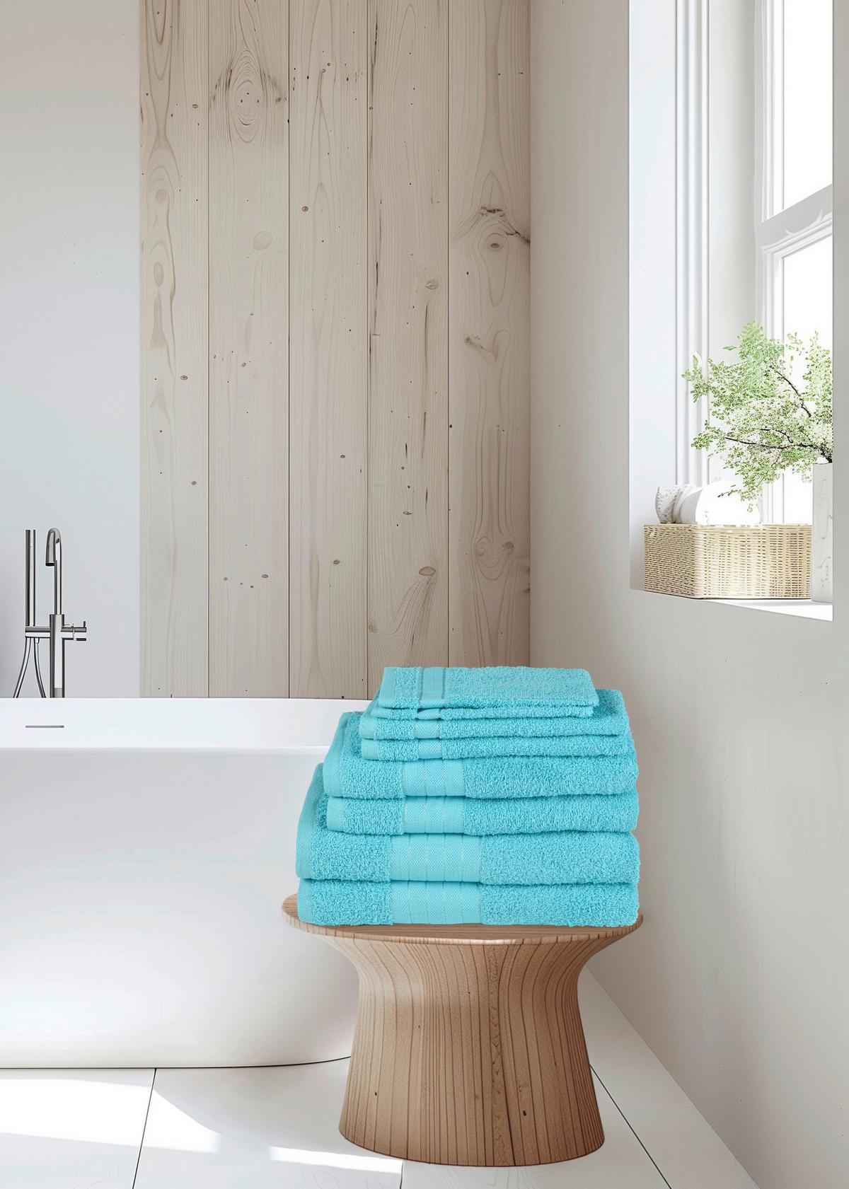 Frottierset 8-teilig, 50x100 Türkis - Türkis, Basics, Textil