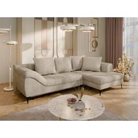 Ecksofa Welle Creme S: 177x276 Cm - Creme/Schwarz, Design, Textil (177/276cm) - MID.YOU