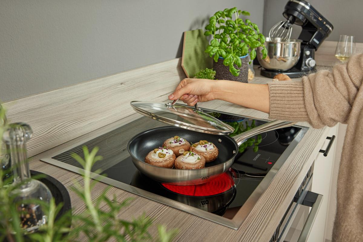 ROHOVÁ KUCHYŇ PN80/100-TOP- - šedá/černá, Moderní, kov/kompozitní dřevo (285/175cm) - Pino