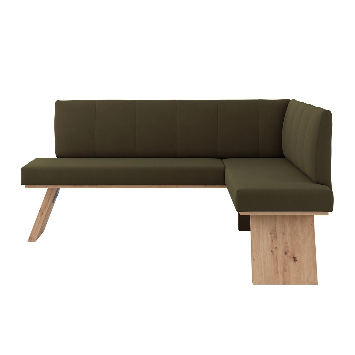 Eckbank Emma Ii Webstoff Moosgrün, B: 185 Cm - Eichefarben/Grün, KONVENTIONELL, Holzwerkstoff/Textil (185/150cm)