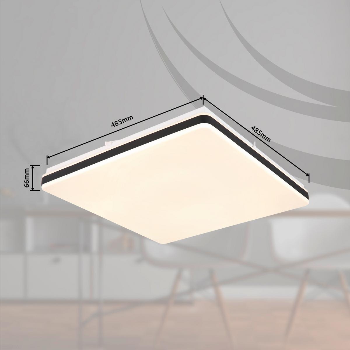 LED-Deckenleuchte Ully Schwarz Weiß L: 48,5 cm - Schwarz/Weiß, KONVENTIONELL, Kunststoff/Metall (48,5/48,5/6,6cm) - Globo