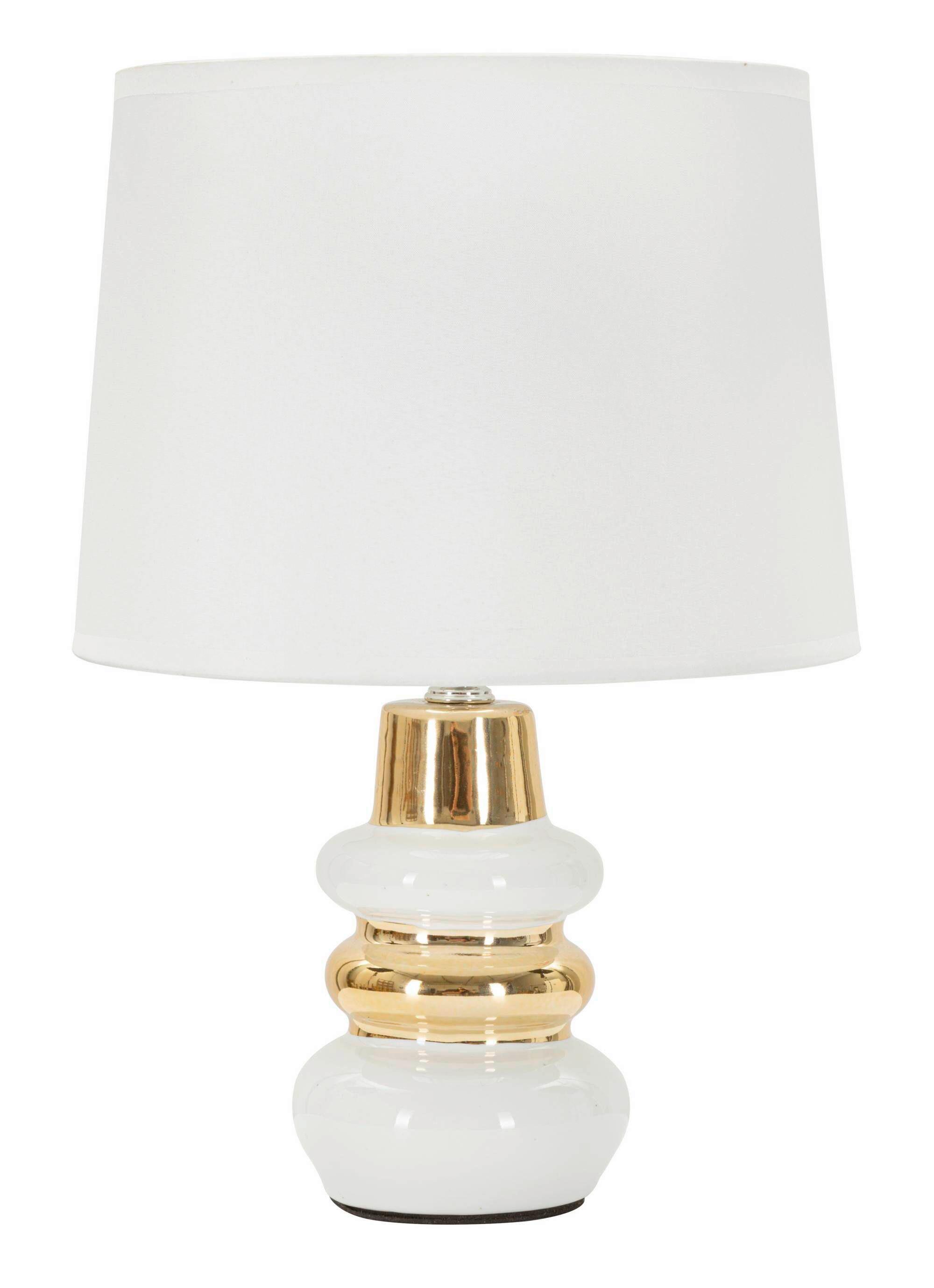 Tischleuchte Liara Weiß, Goldfarben B: 23cm - Goldfarben/Weiß, Basics, Keramik/Textil (23/32/23cm)