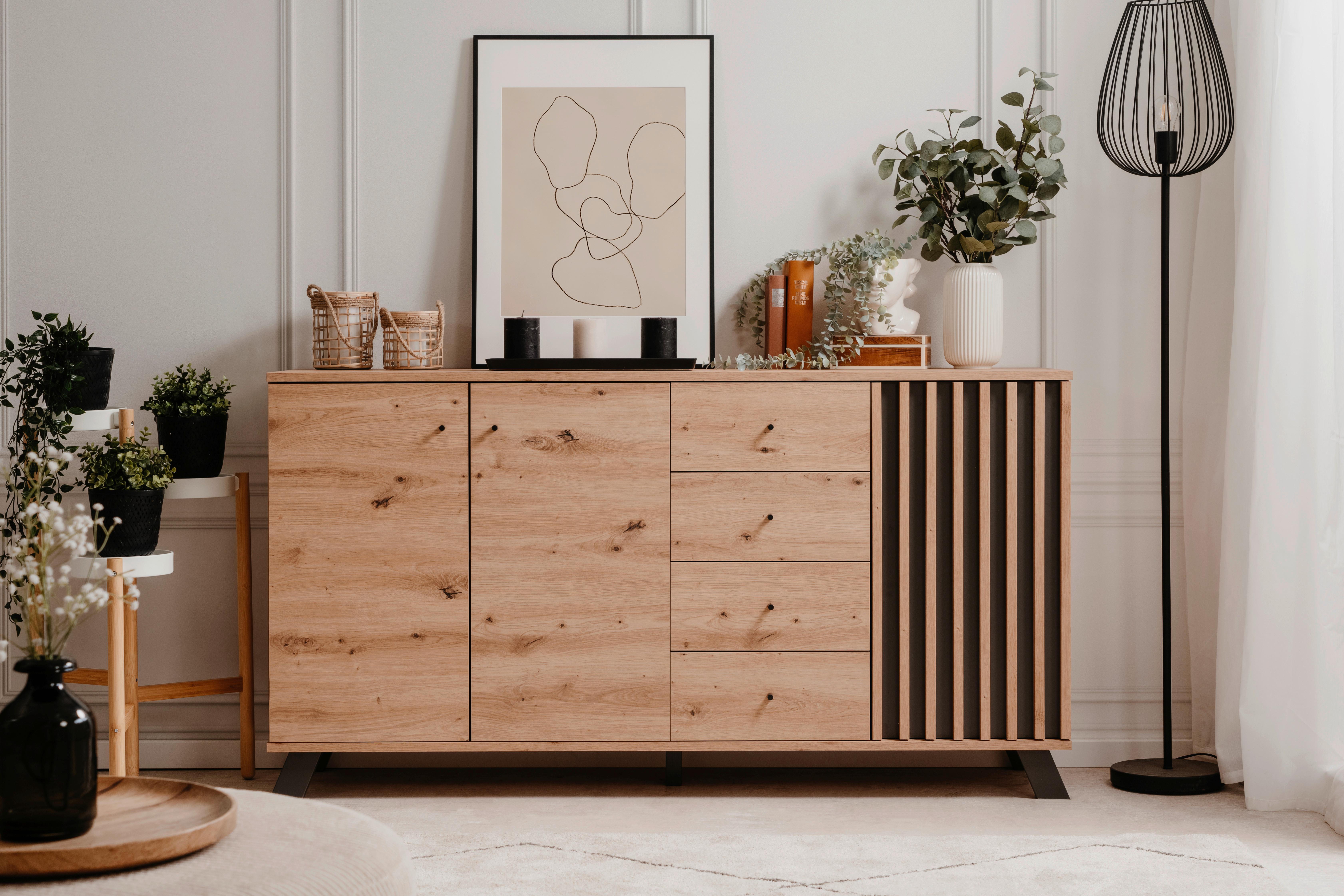Sideboard mit Einlegeböden 160 cm Medan Anthrazit/Eiche Dekor - Anthrazit/Eiche Artisan, LIFESTYLE, Holzwerkstoff (160/85/40cm) - MID.YOU