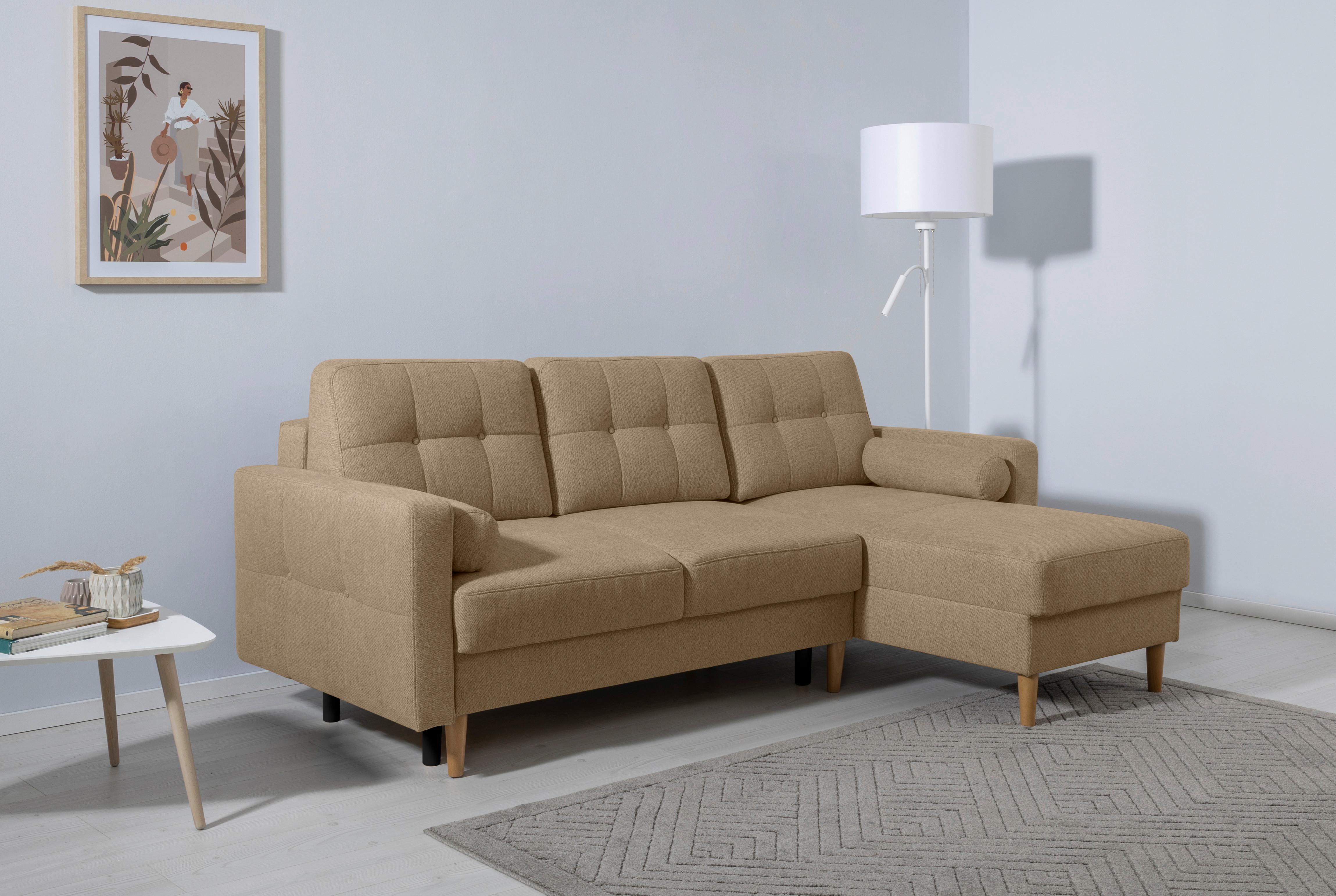 Ecksofa Noret, Hellbraun S: 223x157 Cm - Hellbraun/Buchefarben, Design, Textil (223/157cm) - MID.YOU