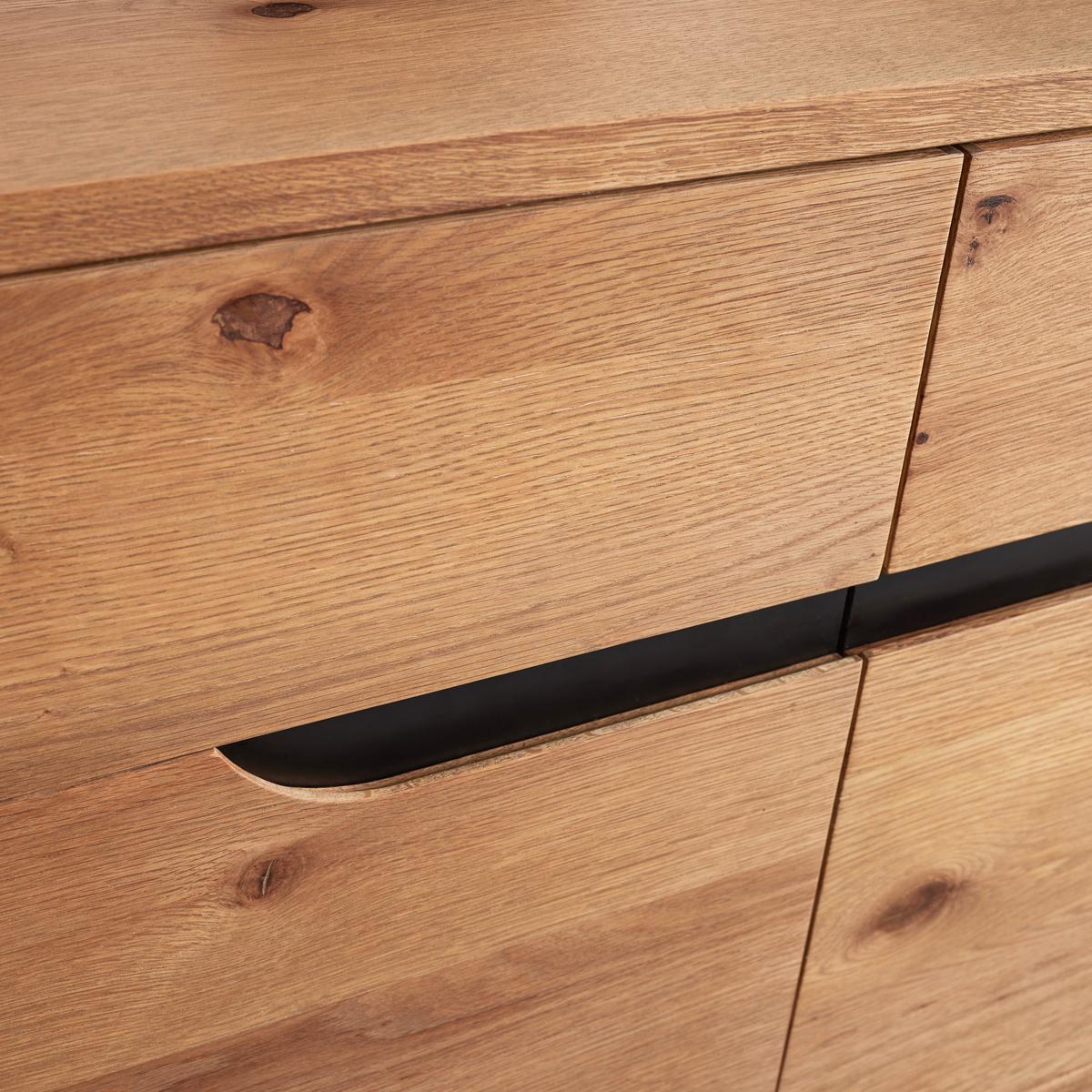 Široká komoda Juno š: 150cm - čierna/farba duba, Modern, kov/drevo (150/78/47cm) - Bessagi Home