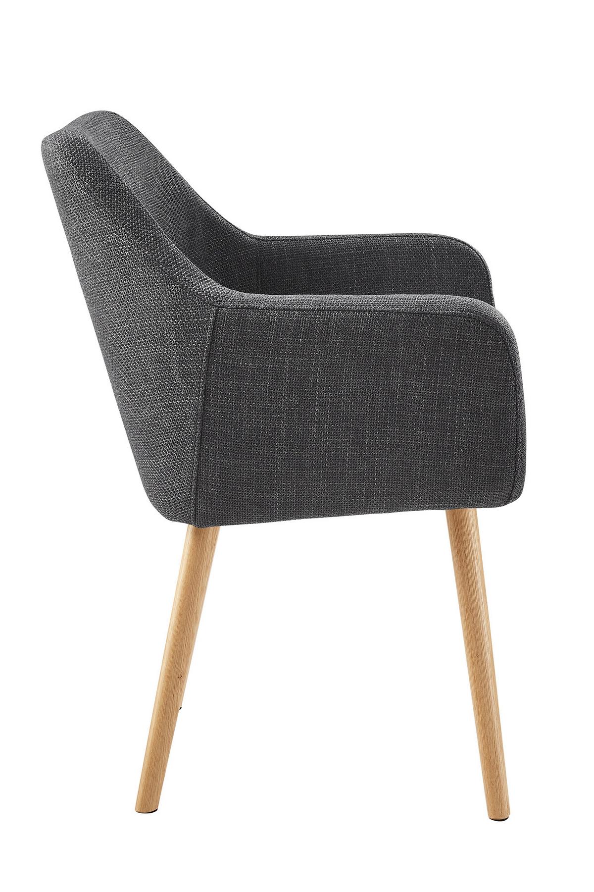 Armlehnstuhl Dunkelgrau B: 62cm - Dunkelgrau/Naturfarben, MODERN, Holz/Textil (62/84/60cm) - Livetastic