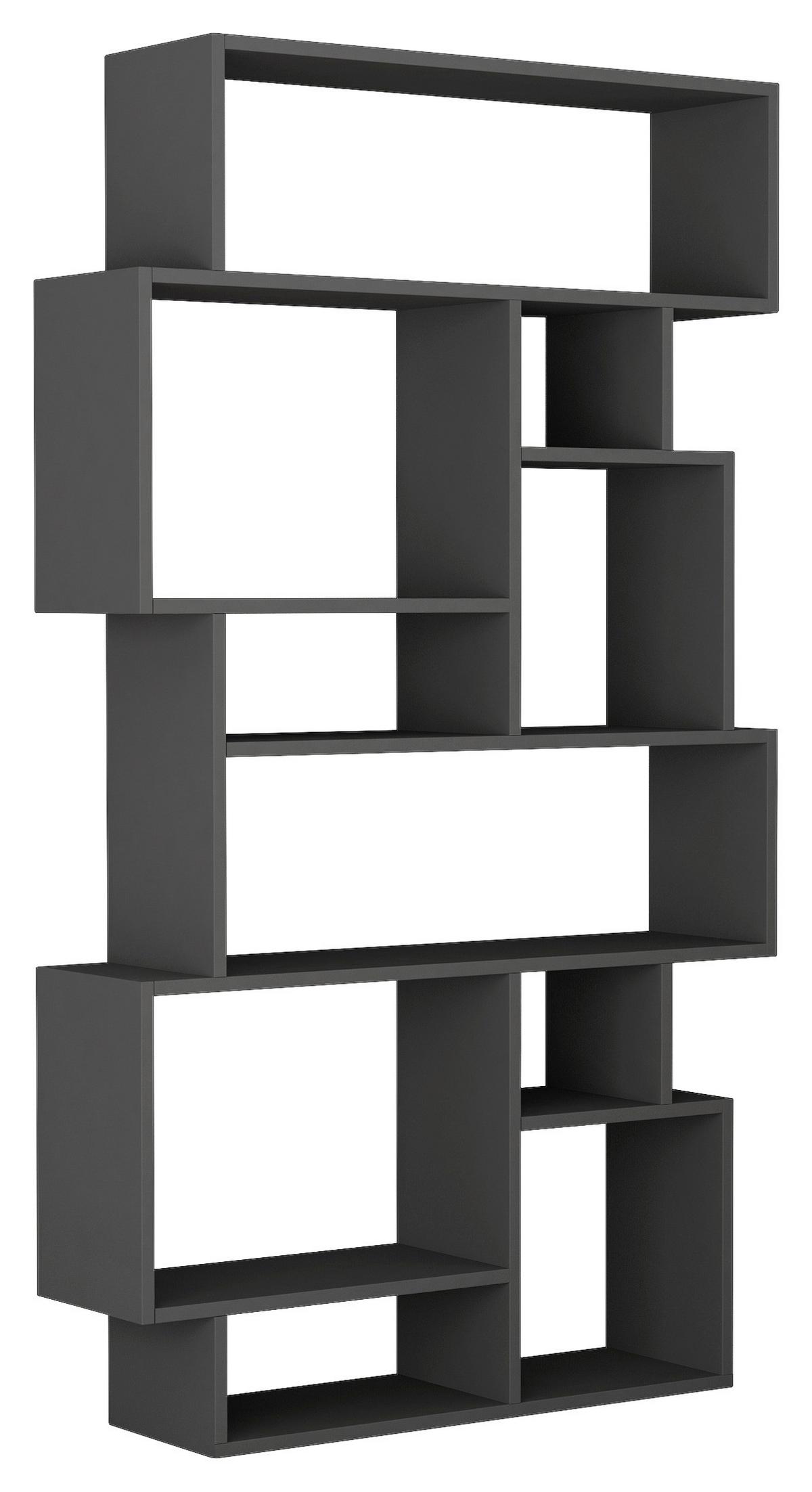 NÁSTENNÁ KNIŽNICA KARMATO - antracitová, Design, kompozitné drevo (96/169/26cm) - Livetastic