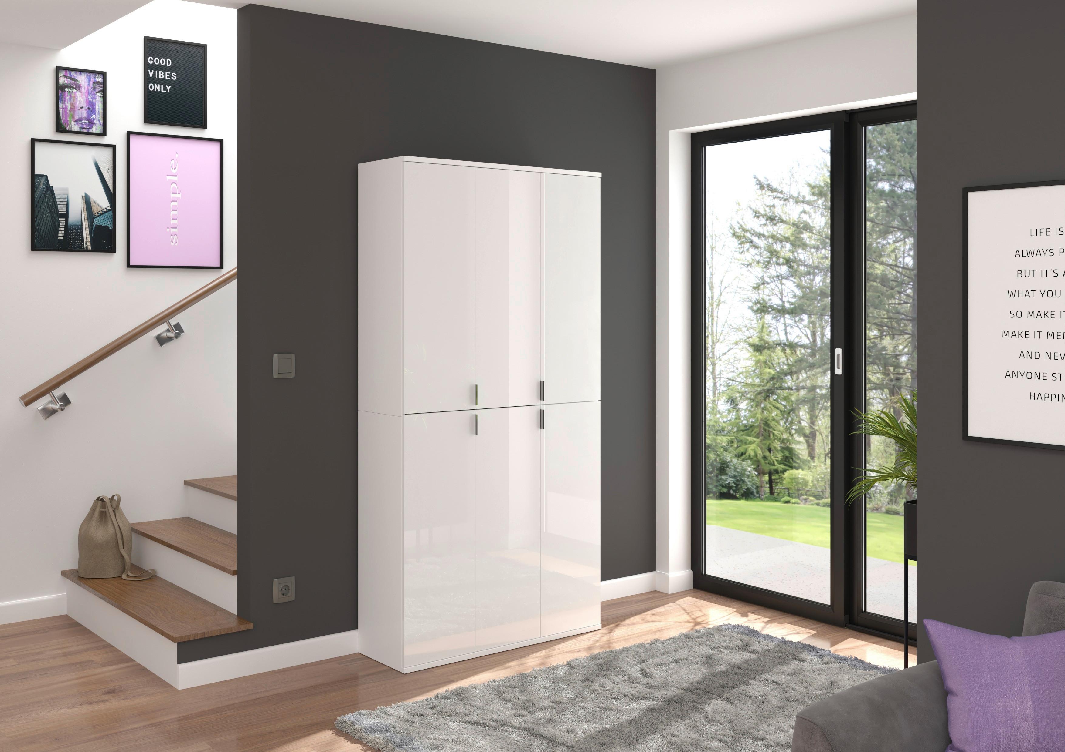 Drehtürenschrank Projekt X Weiß Hg B: 91 cm - Weiß Hochglanz/Weiß, MODERN, Holzwerkstoff (91/193/34cm) - MID.YOU