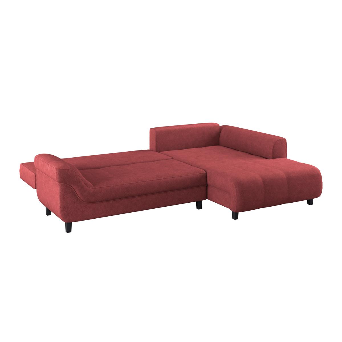 Ecksofa Mit Schlaffunktion & Bettkasten Mendoza Rot - Rot/Schwarz, Design, Textil (309/197cm) - Ondega