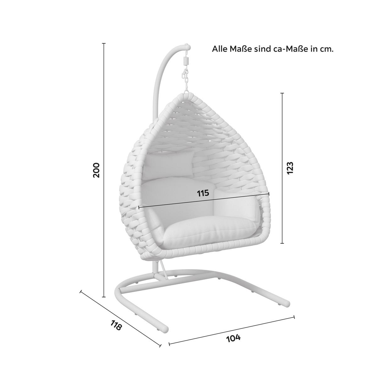 ZÁVESNÉ KRESLO SASA - krémová, Modern, kov/textil (115/200/118cm) - Bessagi Garden