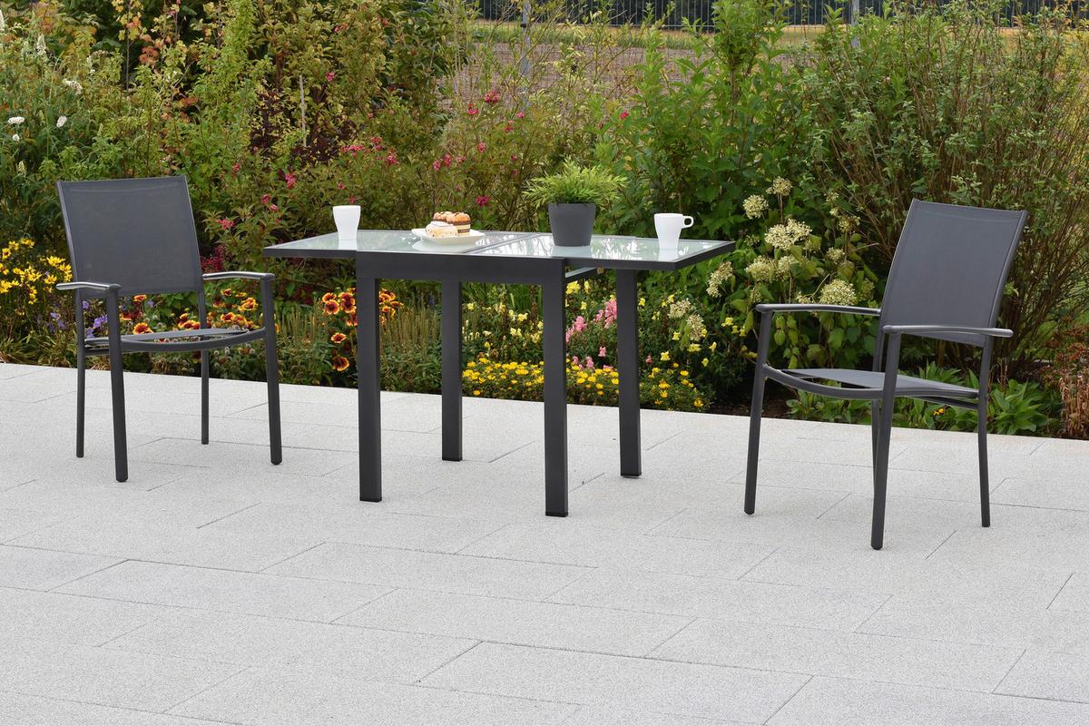 Gartenset Milano - Graphitfarben/Grau, MODERN, Textil/Metall - Gardenson