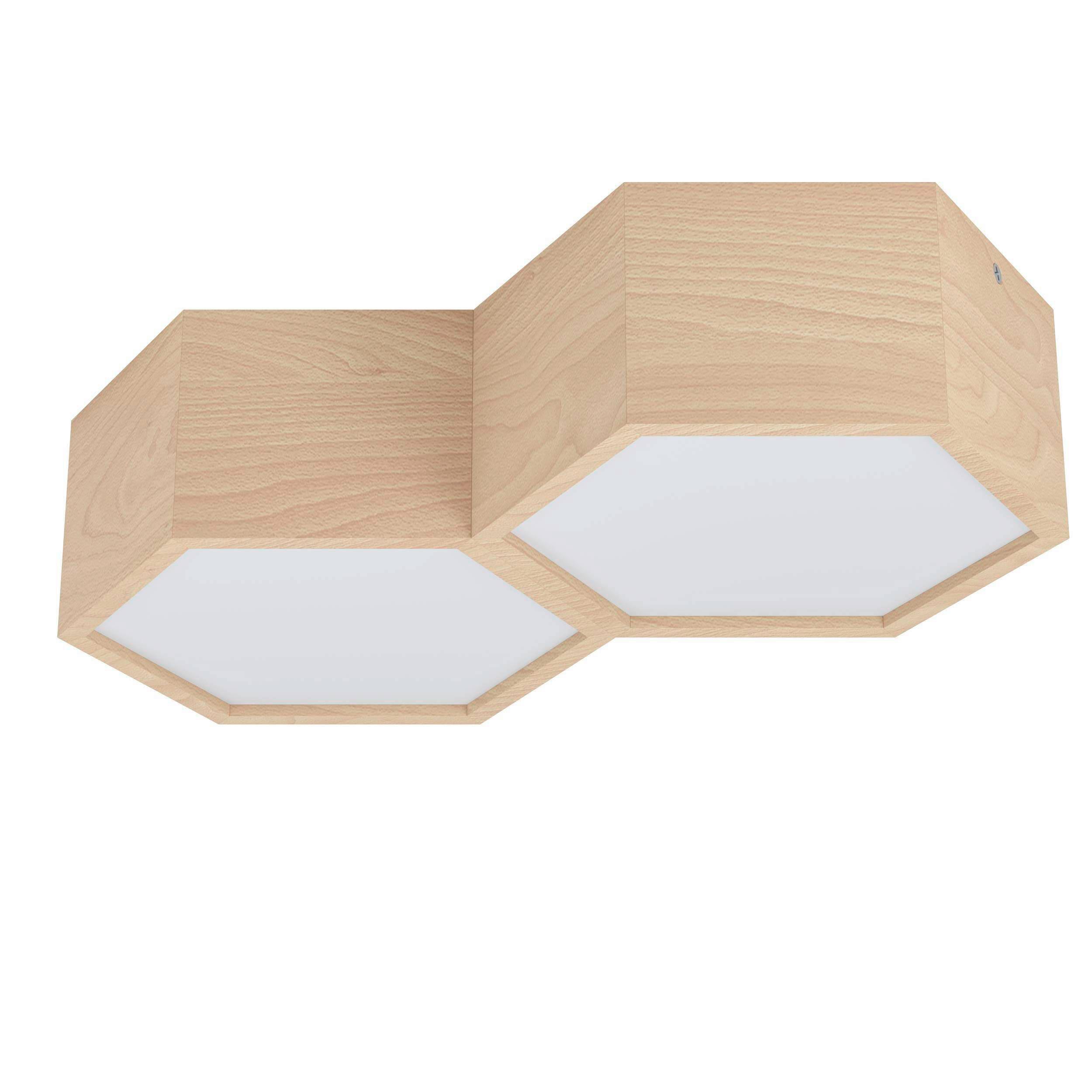 Deckenleuchte 98861* Mirlas - Braun/Weiß, Natur, Holz/Kunststoff (36/21/9cm) - Eglo