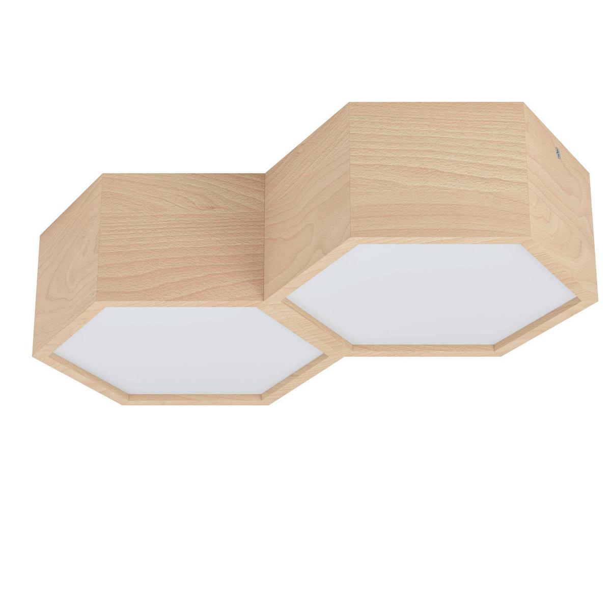 Deckenleuchte 98861* Mirlas - Braun/Weiß, Natur, Holz/Kunststoff (36/21/9cm) - Eglo