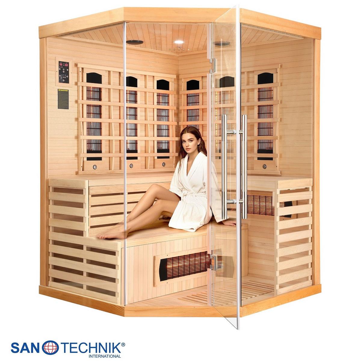 Infrarotkabine 4 Personen BHT: 150x200x150 cm Deluxe - Braun, MODERN, Holz (150/200/150cm) - Sanotechnik