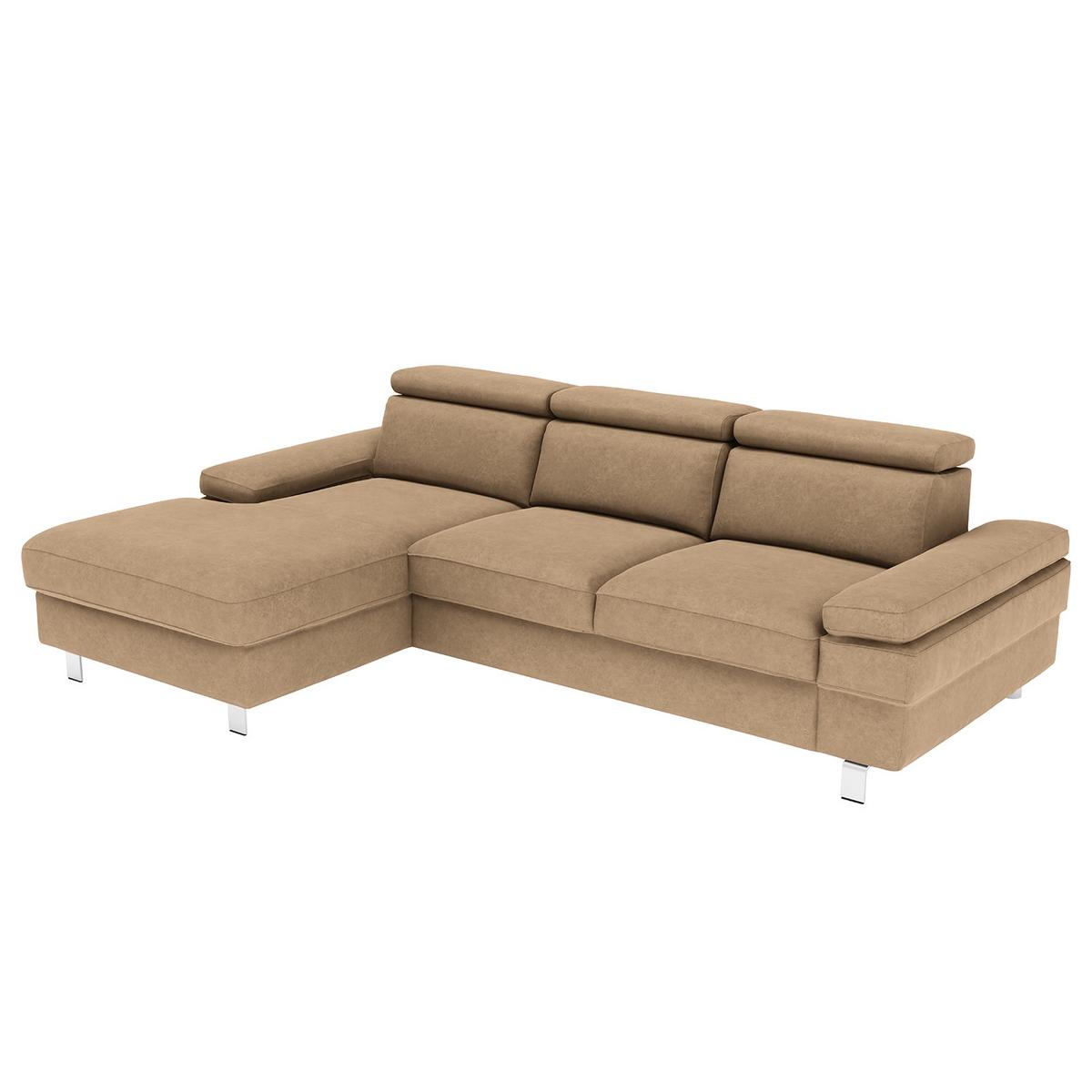 Ecksofa Elvis Sandfarben S: 182x259 Cm - Sandfarben/Silberfarben, KONVENTIONELL, Textil (182/259cm) - Trendmanufaktur
