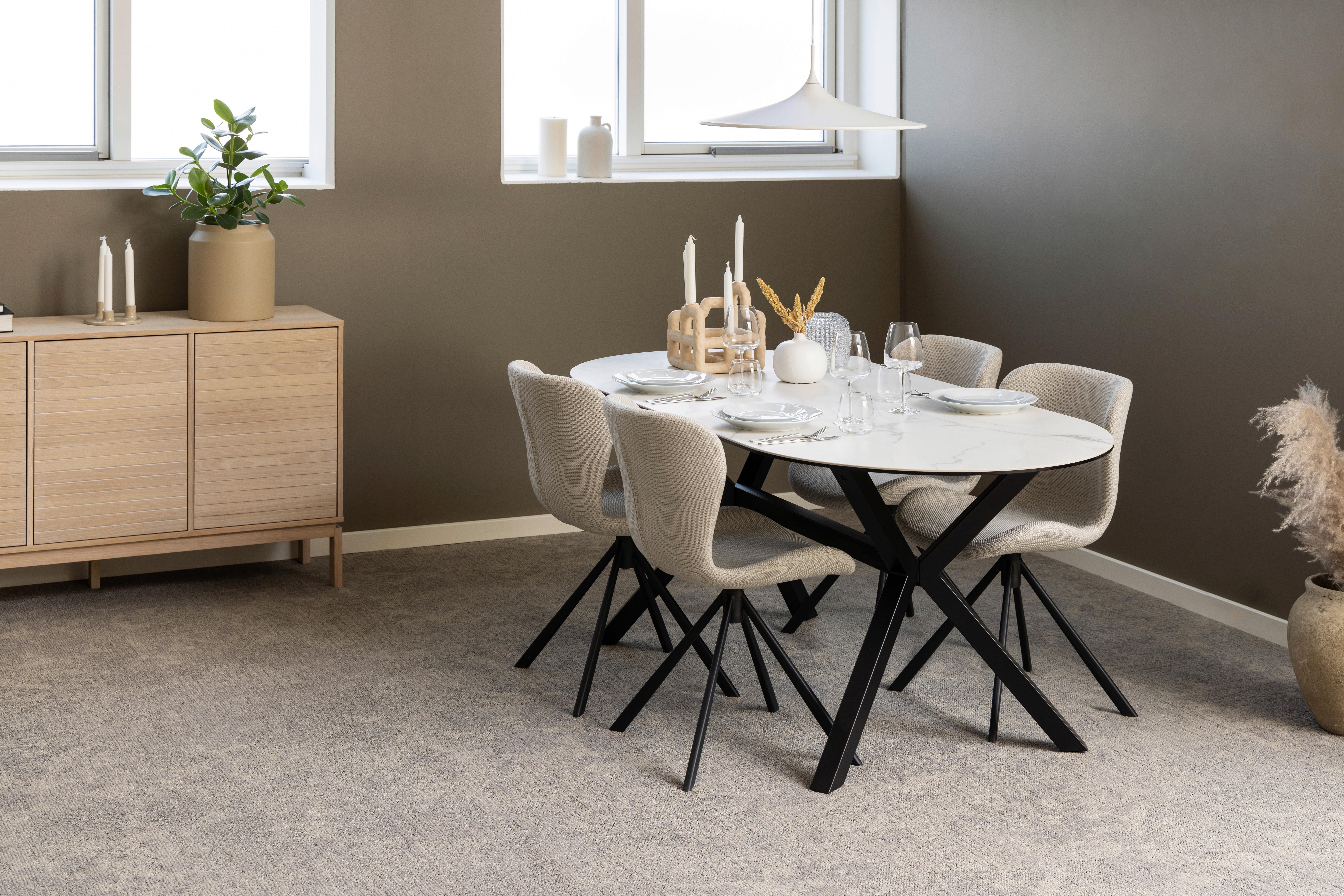 Stuhl Batilda -A1 - Beige/Schwarz, Design, Textil/Metall (46,5/81/53cm) - MID.YOU