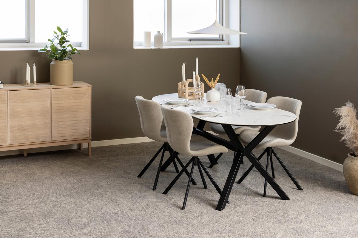 Stuhl Batilda -A1 - Beige/Schwarz, Design, Textil/Metall (46,5/81/53cm) - MID.YOU
